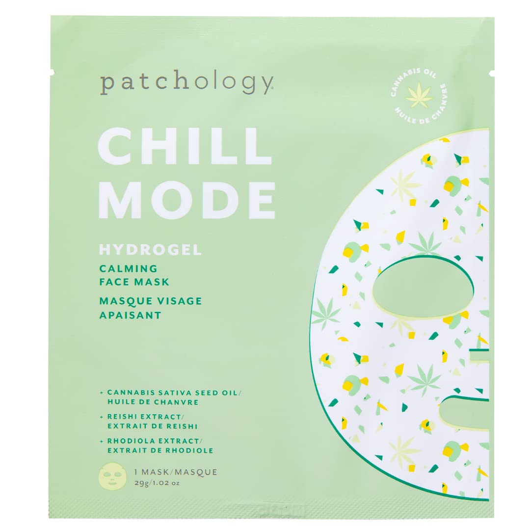 Patchology Hydrogel Face Mask with Cannabis and Sativa Seed Oil - Chill Mode - Soothes and Moisturizes Skin for Women an