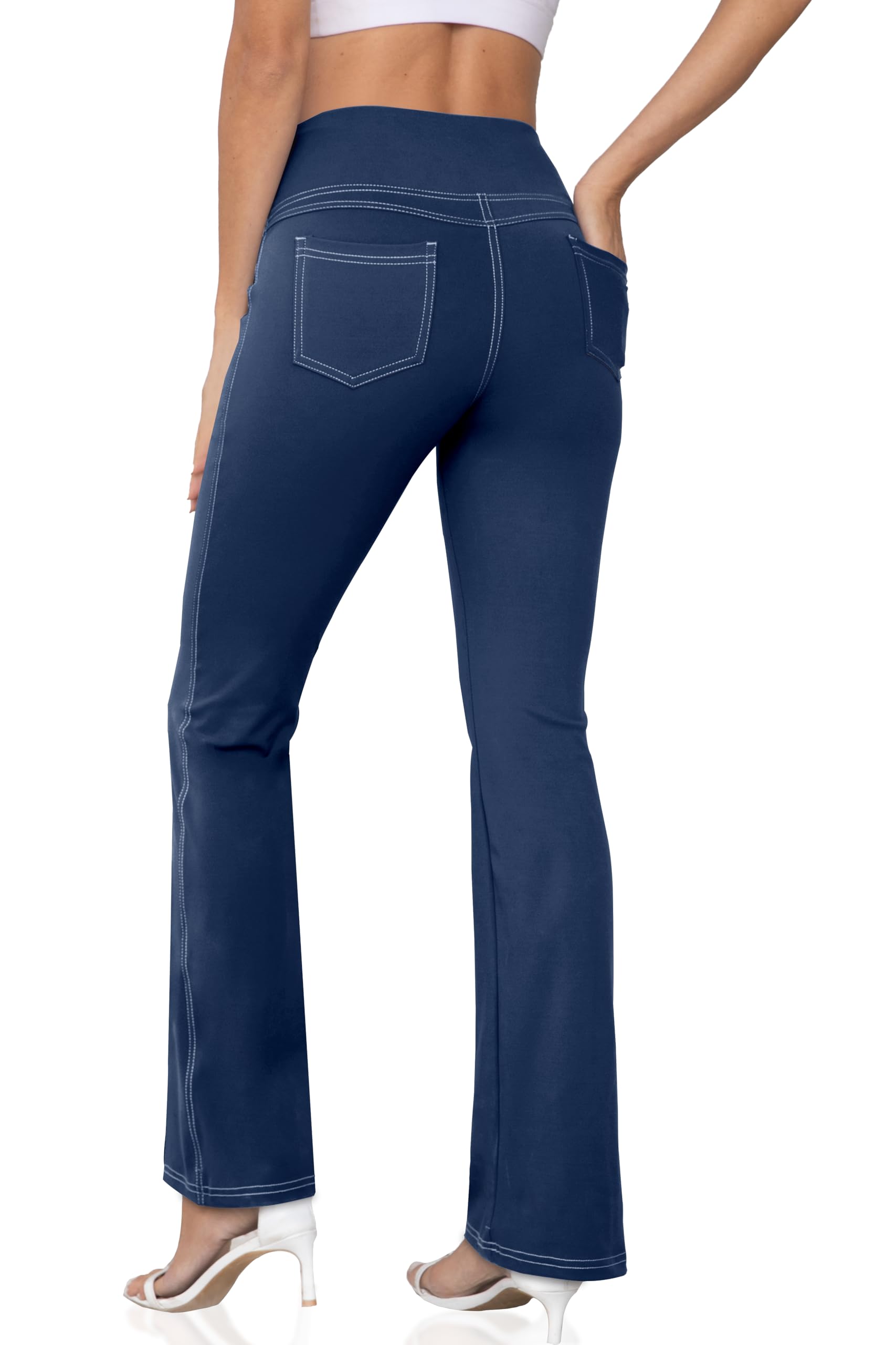 CHANLEED Women's Bootcut Yoga Pants, Flare Leggings with Pockets High Waist Causal Dress Pants for Petite, Regular, and 