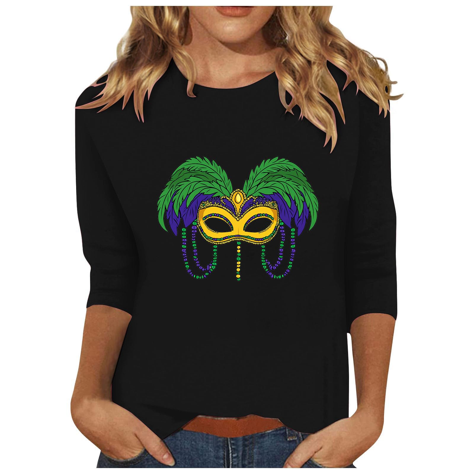 Women's Mardi Gras Sweatshirts 2025 Fashion Lips Print Loose Fit Preppy Shirt
| Women's Mardi Gras 3/4 Sleeve Crewneck