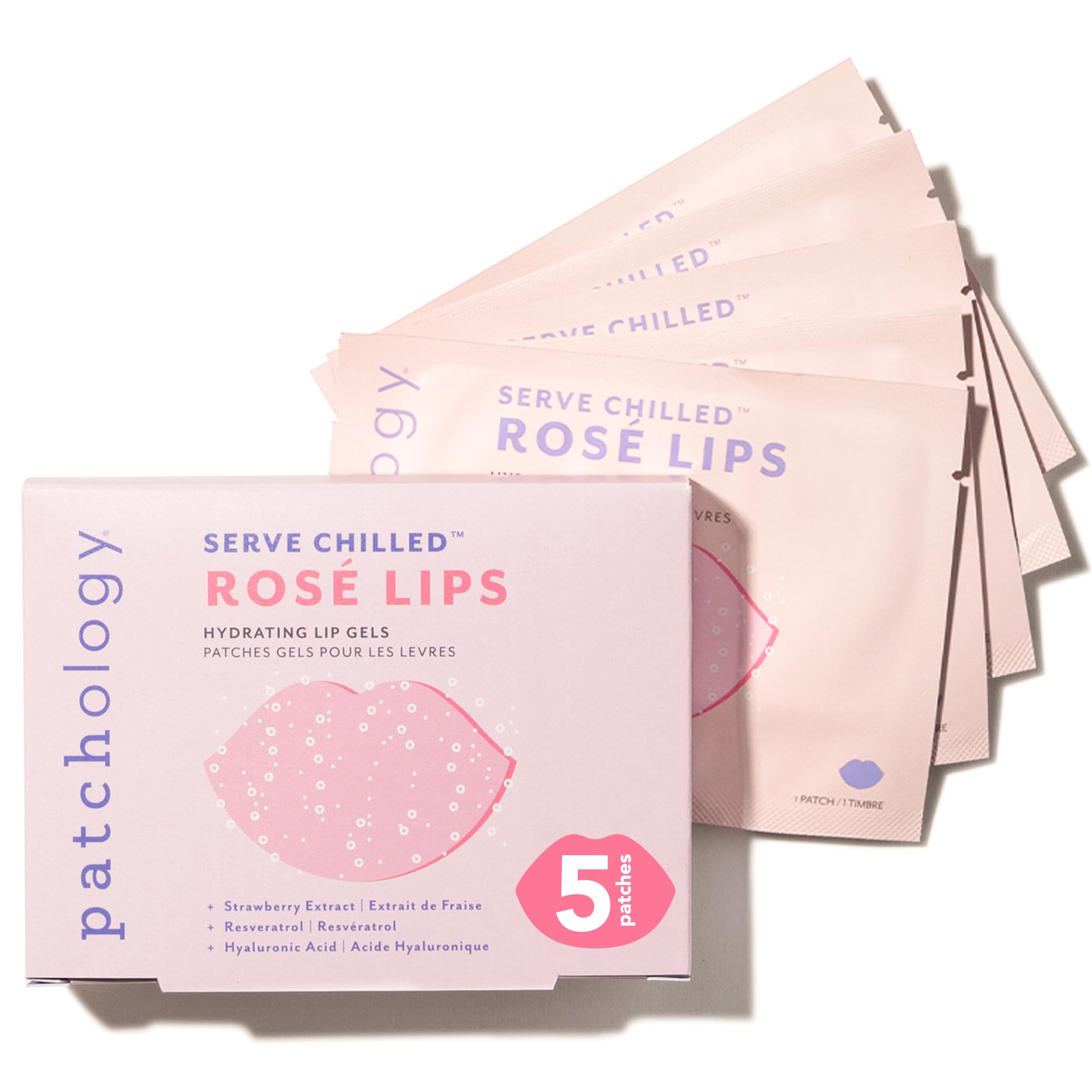 Patchology Serve Chilled Rosé Gel Lip Mask for Soft Feel & Moisture – Hydrating Mask with Resveratrol & Hyaluronic Acid